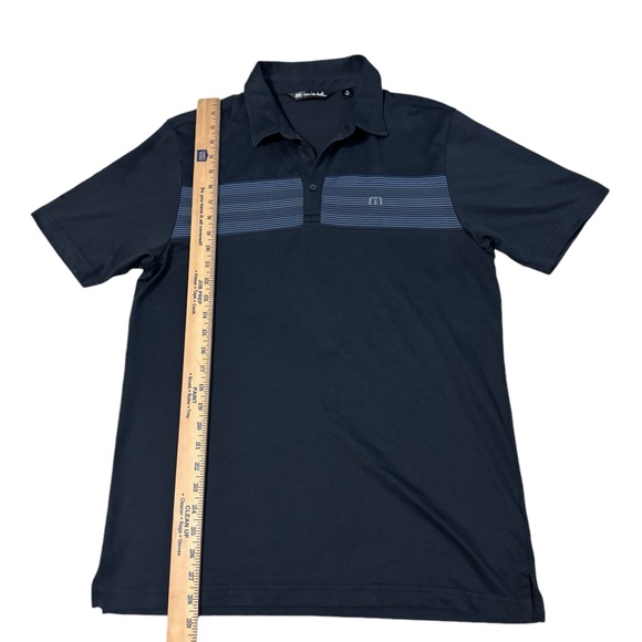 Travis Mathew Golf Polo Shirt Mens Medium Black Lightweight Chest Stripes READ - Picture 7 of 9